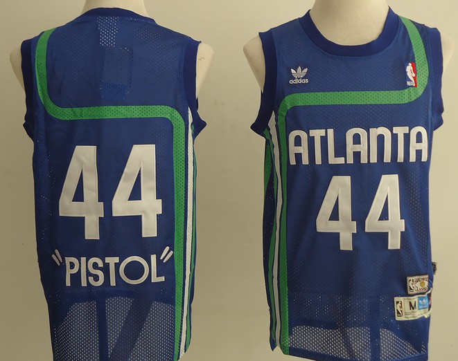  NBA Atlanta Hawks 44 Pistol Swingman Hardwood Classic Blue Jersey